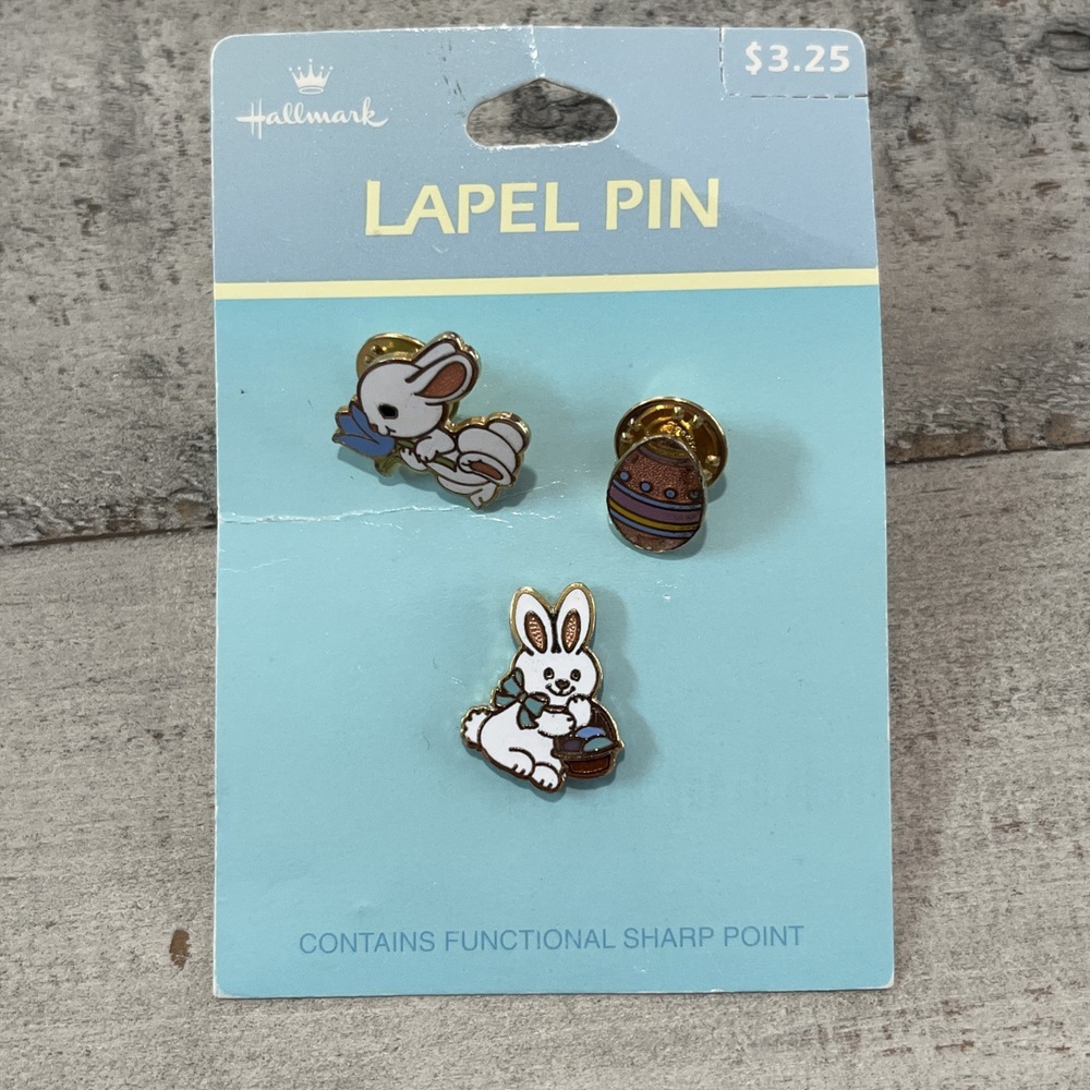Hallmark 1980's Easter Lapel Pins, Easter Bunny, Easter Egg Vintage Collectible‎